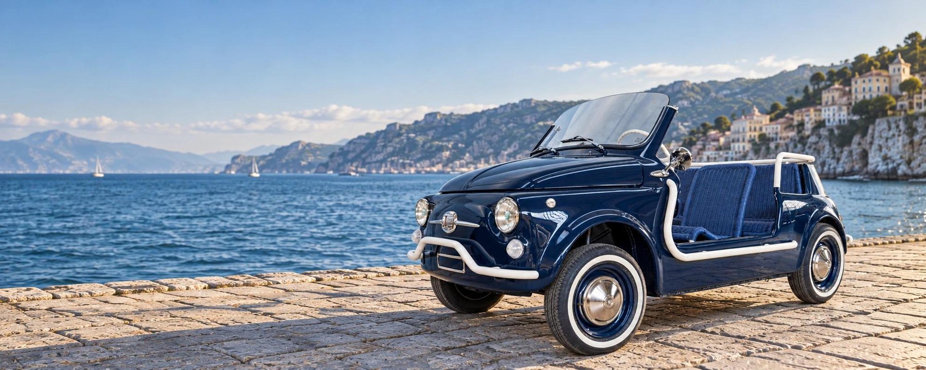 LIDO Fiat 500 Spiaggina blu sul lungomare